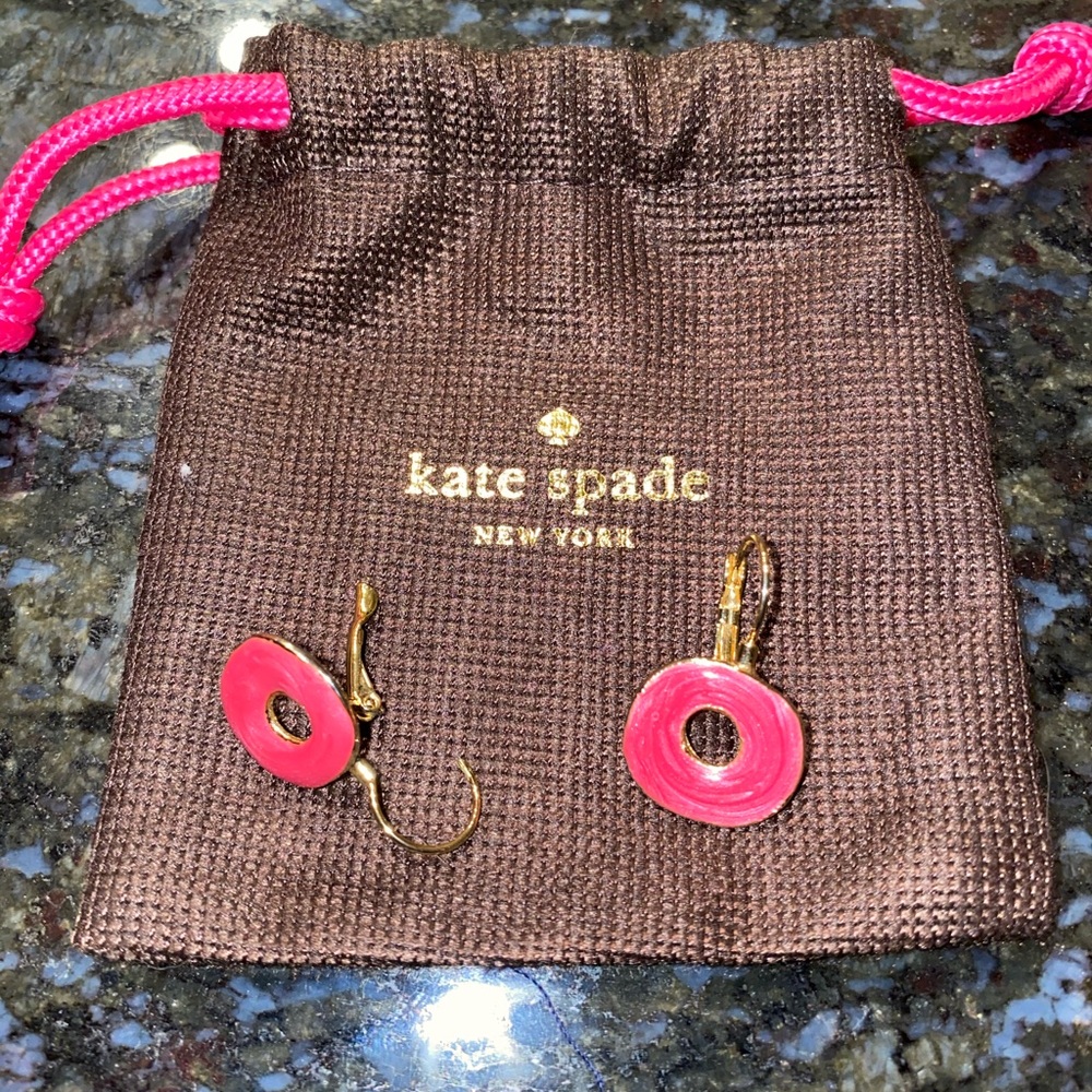 new Kate Spade earrings (magenta pink) gold over brass